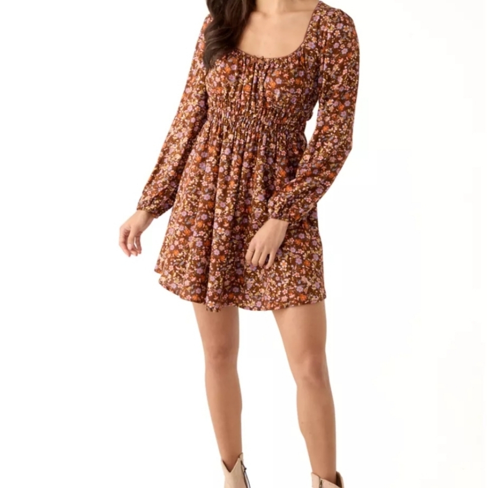 Elegant Floral Long Sleeve Dress